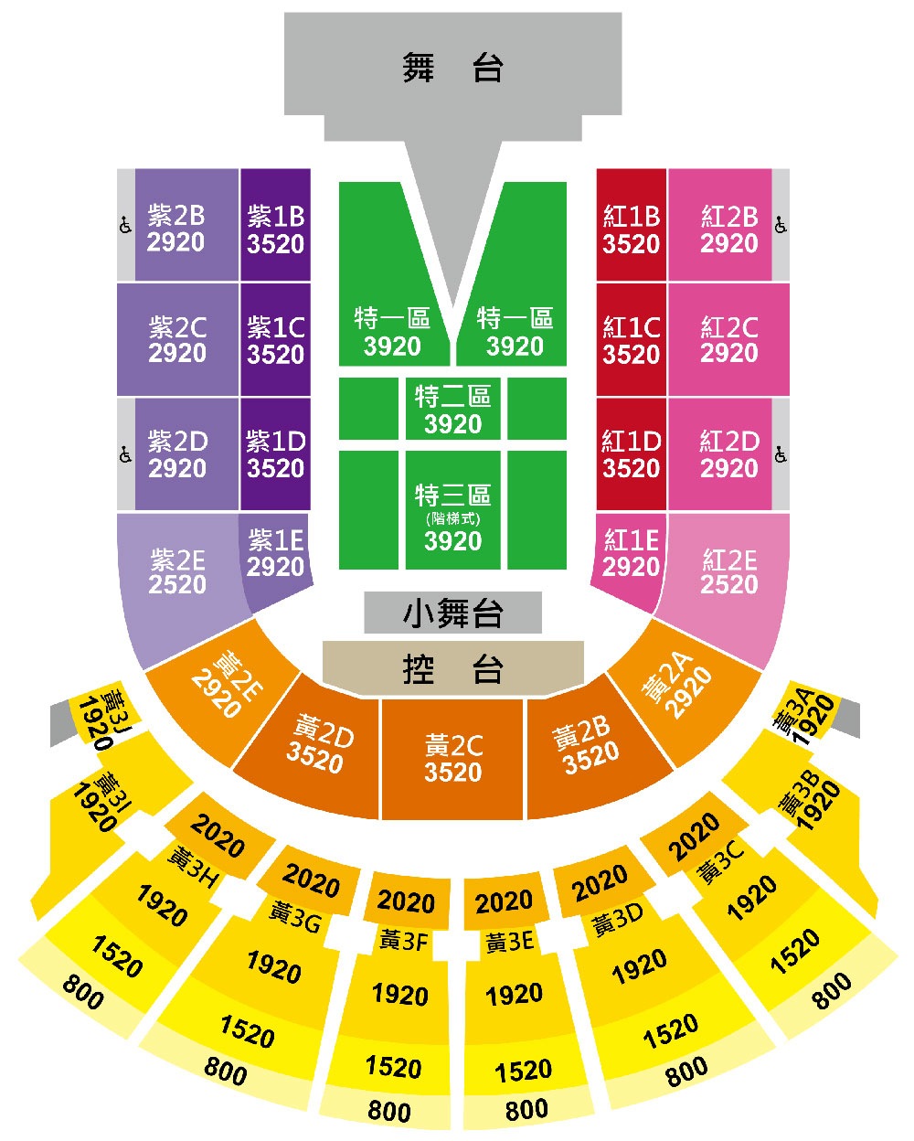 楊丞琳 台北演唱會 2020 座位圖 Seating Plan