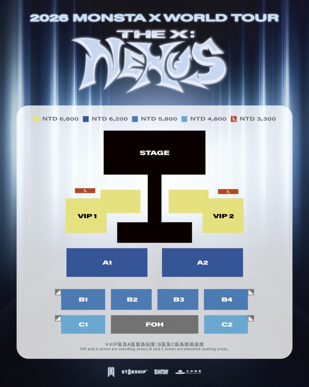 MONSTA X 台北演唱會 2026 座位圖 Seating Plan
