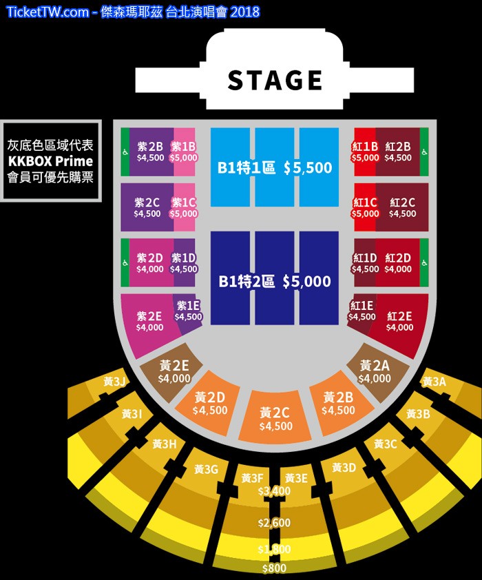傑森瑪耶茲 台北演唱會 2018 座位圖 Seating Plan 傑森瑪耶茲 台北演唱會 2018 座位圖 Seating Plan